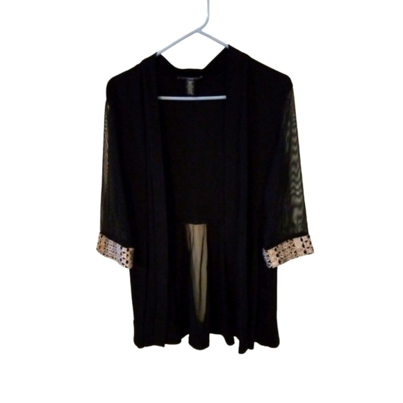 Black Pt.Sheer Open Tunic Golden Design Cuffs R&M Richards Timeless Events 14P - Picture 1 of 9